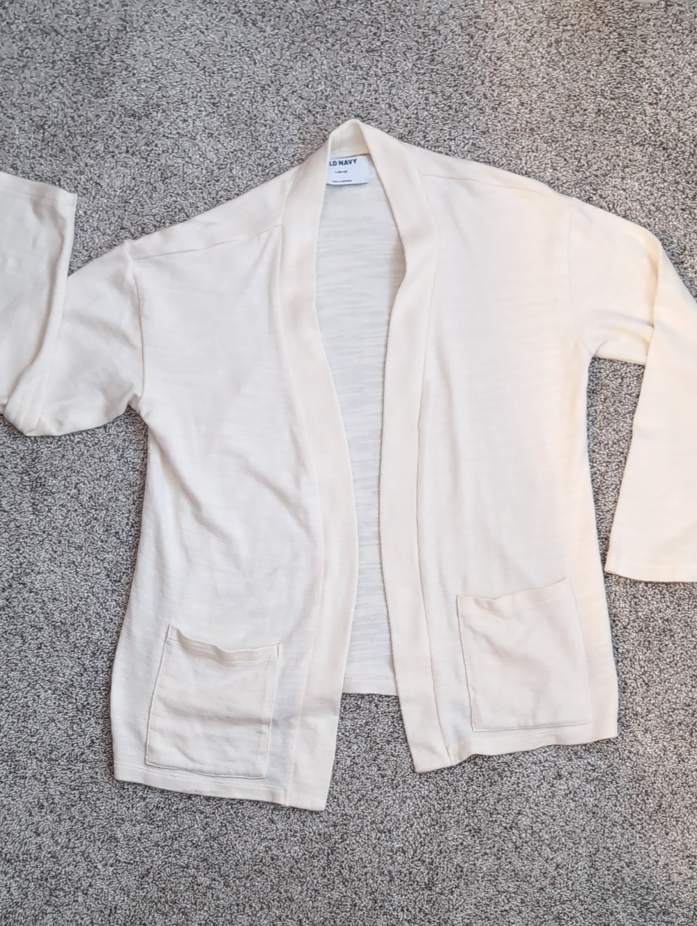 Girl's Old Navy Cream Open-Front Cardigan (Size L 10/12)